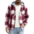 thumbnail image 4 of Zormilly Jackets for Men Long Sleeve Button Down Hooded Plaid Shirt Jacket with Pockets Brushed Soft Fall Outfits, S-3XL, 4 of 6
