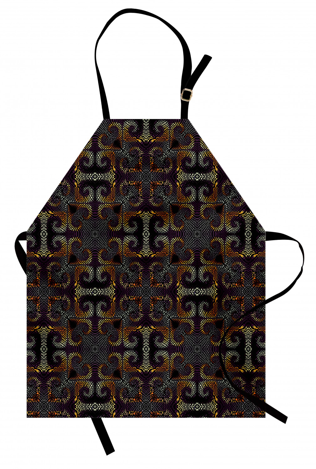 Abstract Apron, Irregular Curved and Mosaic Inspired Motifs Continuing Ornamental Elements, Unisex Kitchen Bib with Adjustable Neck for Cooking Gardening, Adult Size, Multicolor, by Ambesonne - image 1 of 4