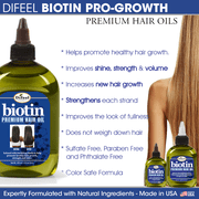 Difeel Biotin Premium Hair Oil 2.5 oz, Pro-Growth Strengthening Formula for Shine and Thickness