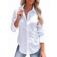 thumbnail image 6 of Women's Long Sleeve Fitted Shirt Button Front Collared Casual Commuter Blouse, 6 of 6