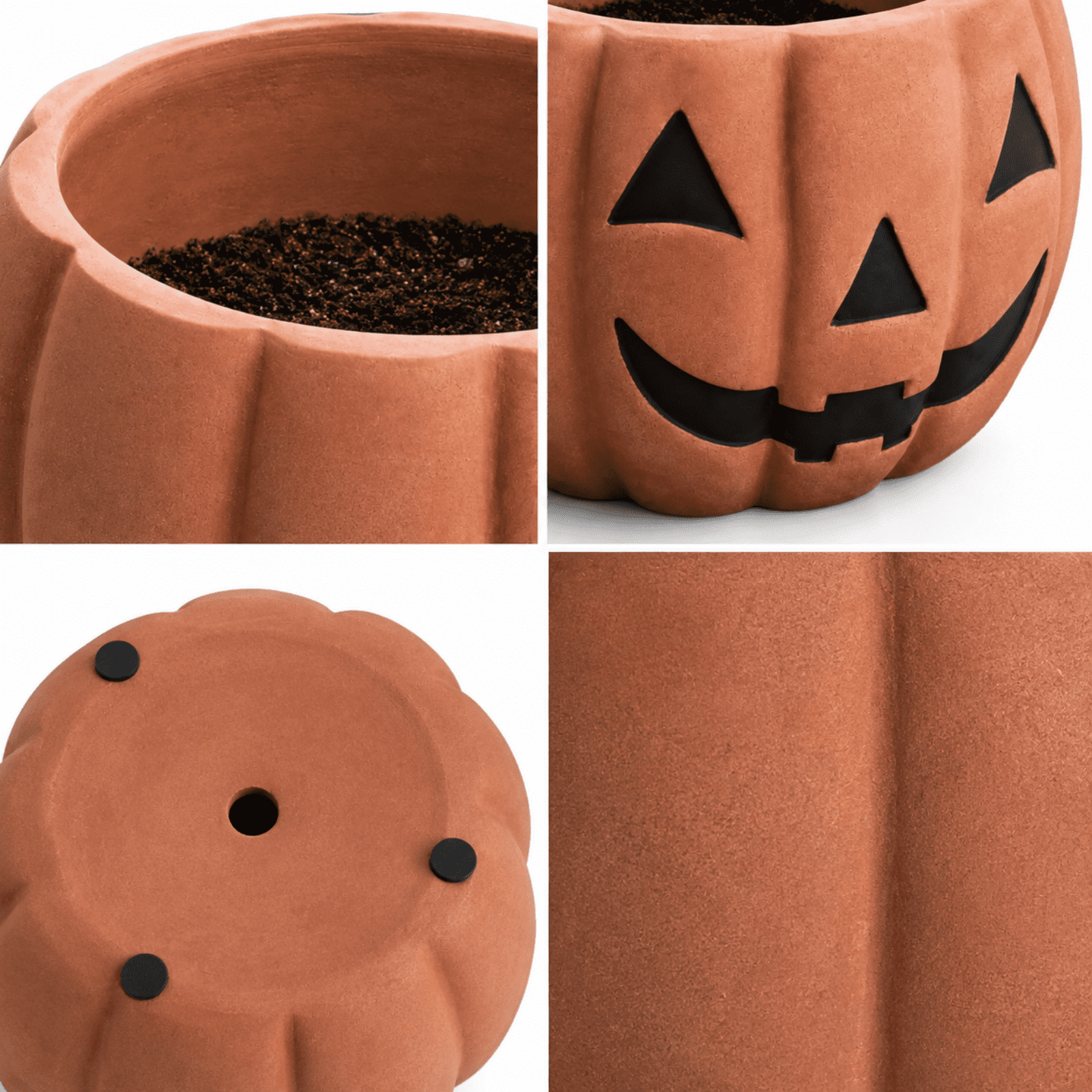 Large Pumpkin Planter Outdoor, Jack O Lantern Flower Pot, Halloween Pumpkin Pot for Indoor Plants Fall Porch Decor