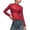 Red, variant on Women's Top High Neck Long Sleeve Lace Mesh Bow Sheer Y2K Coquette Streetwear Layered Look Blouse
