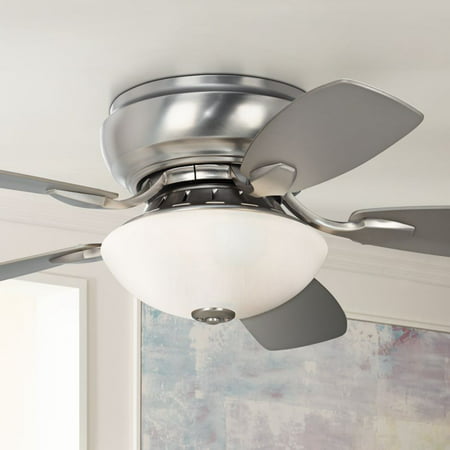44 Casa Vieja Modern Hugger Ceiling Fan With Light Flush Mount Brushed Steel Frosted Glass For Bedroom Living Room Kitchen Dining