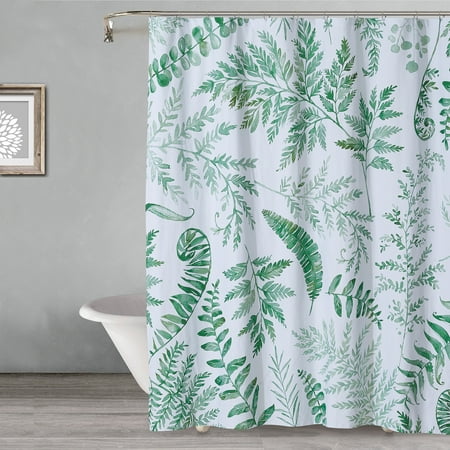 Style Quarters Spring Shower Curtain Tropical Greenery Pattern 60%Cotton 40%Polyester Shower Curtain 72 W x 72 L