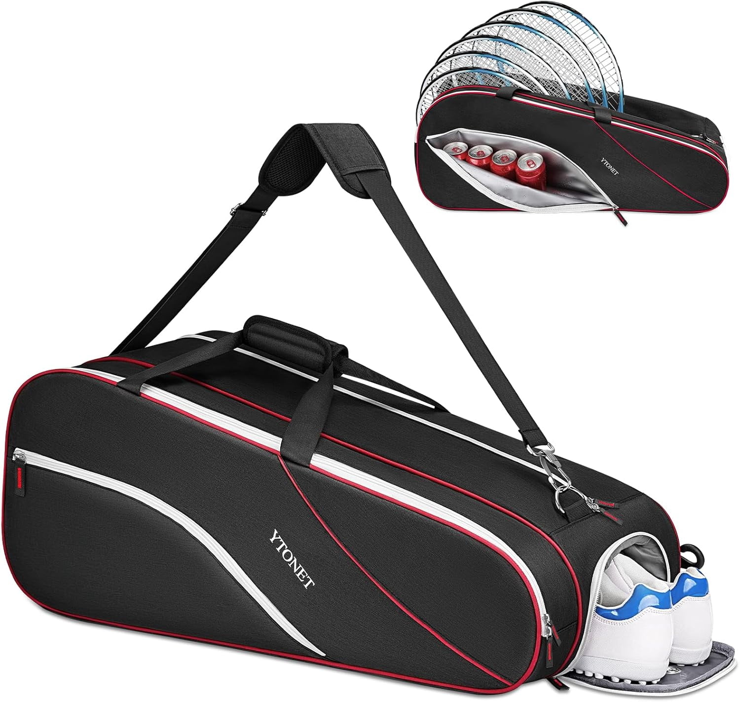 Gym Backpack for Men Women Gym Bag for Women with Shoe Compartment, Tennis Bag 6 Rackets Large Tennis Racket Bag for Men