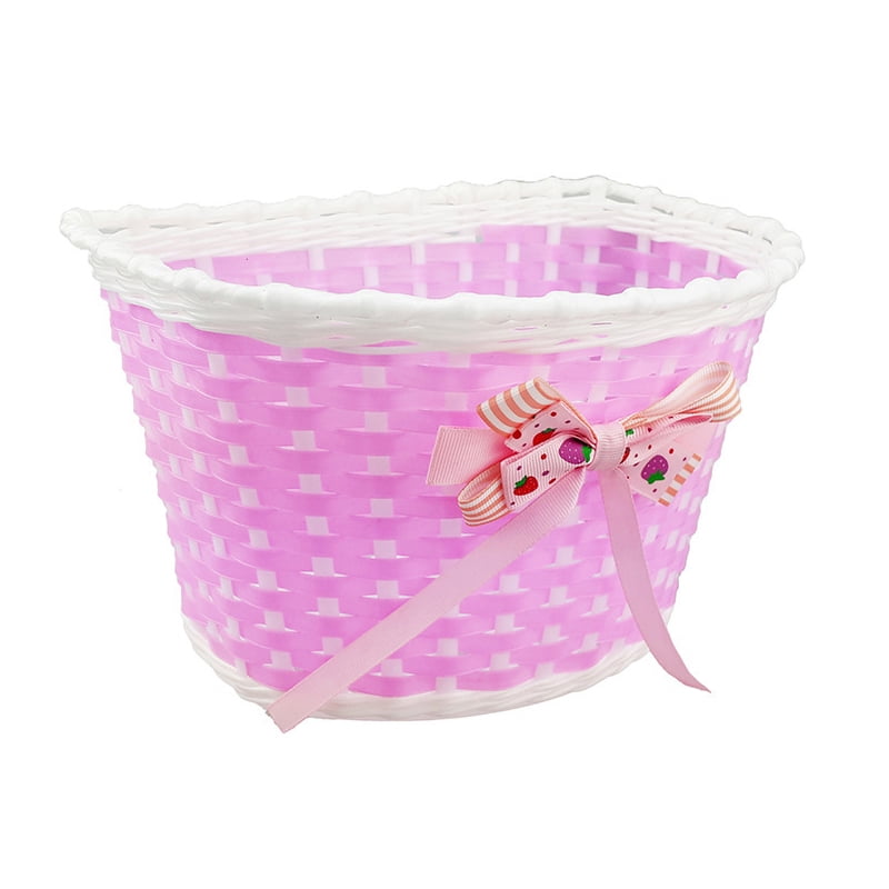 DTOWER Children's Scooter Basket Bicycle Handmade Plastic Woven Baby Carriage Bike Kids Handle Bar Carrier Front