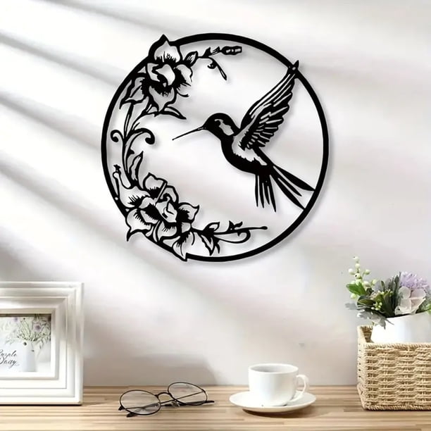 Decoración De Pared Metálica Con Colibrí Y Flores Pájaro Escultura Metálica De Colibrí Para Decorar La Pared, Para Colgar En El Salón