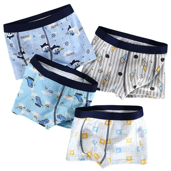 Kids Underwear Boys Toddler Baby Boys Breathable Lightweight Underwear Cartoon Print Stretchable Fabric Cotton Boxer Briefs Toddler Boxer Briefs Sky Blue 3 Years-4 Years