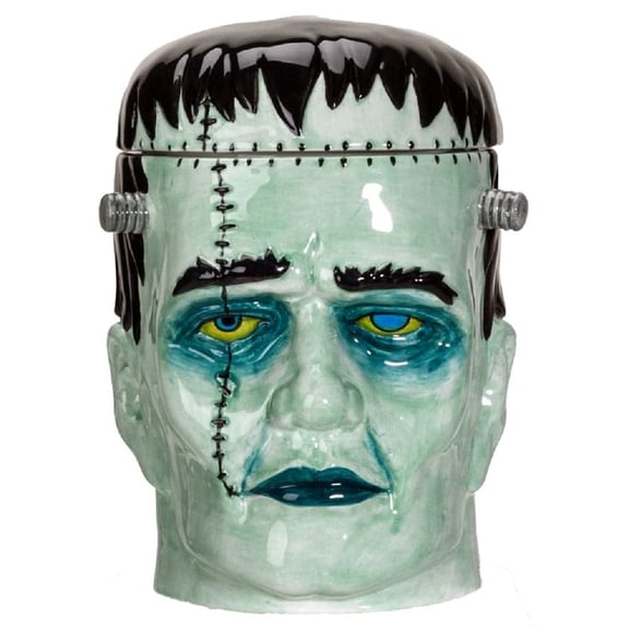Pacific Giftware Frankenstein Head Ceramic Cookie Jar, 7" x 6" x 8.5", Blue