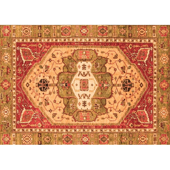 Ahgly Company Indoor Rectangle Abstract Orange Modern Area Rugs, 4' x 6'