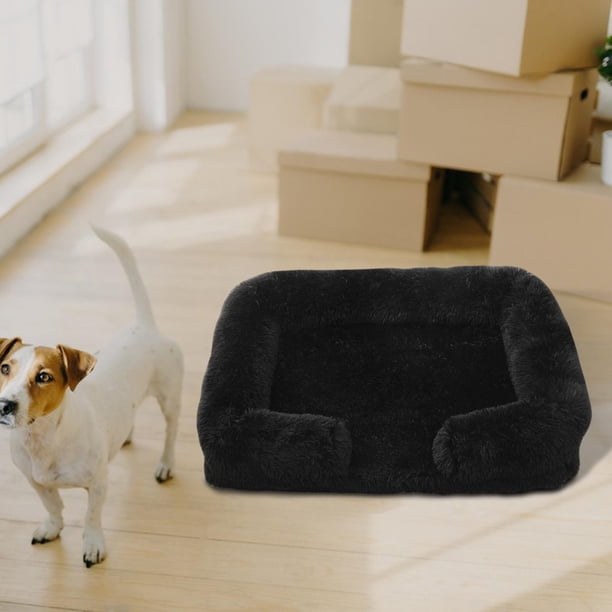 Cama para perros, suave y rectangular, para mascotas, para dormir, lavable, nido para gatos, cachorros, gatitos y perros , Negro, m