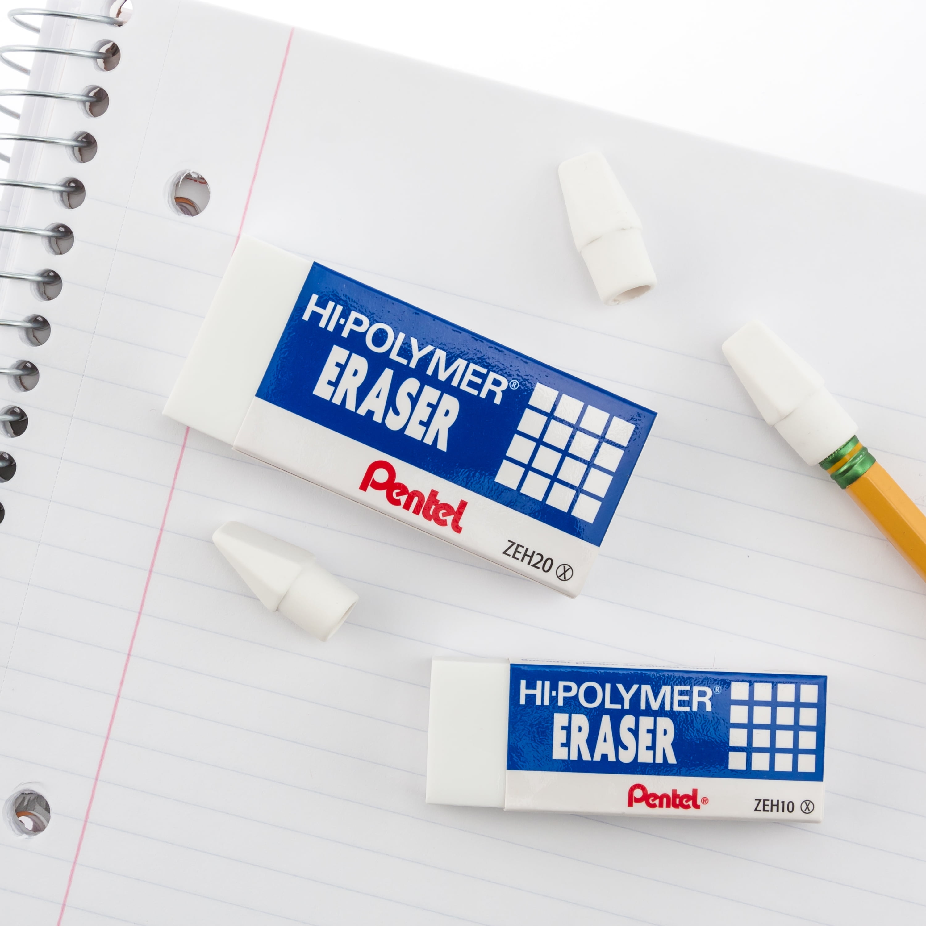 Pentel Hi-Polymer, Large, White, Block Eraser, Latex Free,  3 Pack