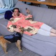 thumbnail image 3 of Pug and Love Heart Wearable Oversized Blanket,Wearable Blanket Hoodie for Adults,Cozy Hooded Blankets with Super Pockets,Super Warm Fuzzy Pullover for Women & Men, 3 of 6