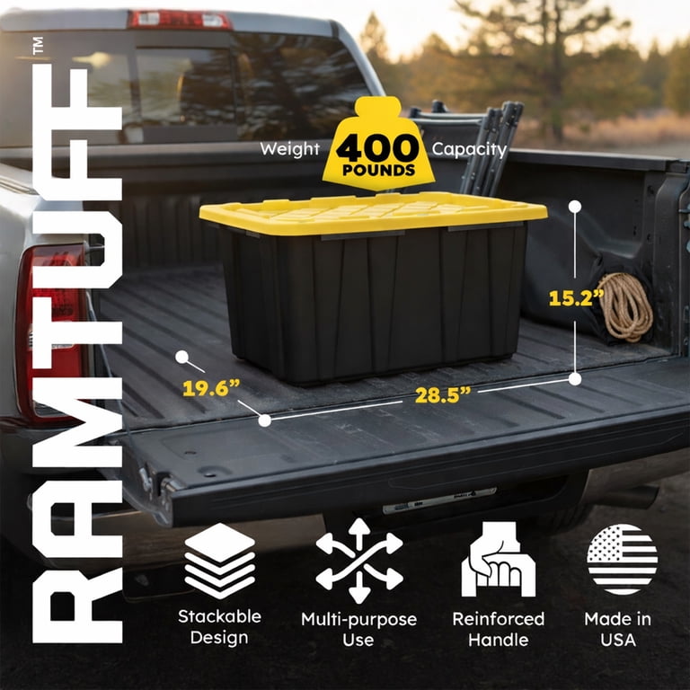 Ramtuff 6 Pack Heavy Duty Stackable Storage Container, Snap-Tight