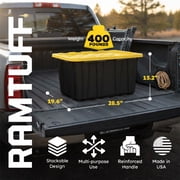 Ramtuff 6 Pack Heavy Duty Stackable Storage Container, Snap-Tight Lid, 27 Gallon, Black