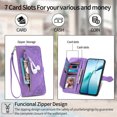 thumbnail image 2 of Phone Case for Motorola Moto G55 5G, Shockproof PU Leather Wallet Case with Card Slots Anti-Scratch Stand Magnetic Flip Zipper Pocket Cover for Motorola Moto G55 5G, Purple, 2 of 11