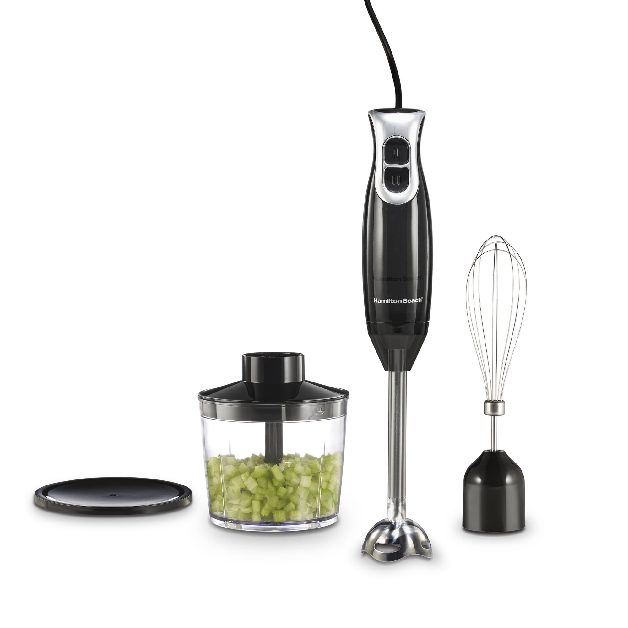 Hamilton Beach Immersion Hand Blender for Kitchen with Blending Wand, Whisk & Chopping Bowl, Black