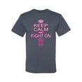 thumbnail image 2 of Keep Calm and Fight On Breast Cancer Awareness Men's Graphic T-Shirt, Vintage Heather Blue, 4XL, 2 of 3