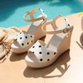 thumbnail image 5 of Xdegoge Flatform Wedges for Women Open Toe Polka Dot Ankle Strap Sandals Canvas Buckle Espadrille Wedge Slip On High Flatformparty Shoes, 5 of 9