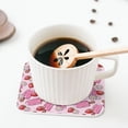 thumbnail image 5 of Lsque Strawberry Popsicle Pattern 4" Drink Coasters Set of 4, PVC Leather Absorbent Coasters, Table Coaster Set Decorative Coffee Cup Coasters Housewarming Gift -Square, 5 of 6