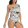 thumbnail image 3 of Easygdp Funny Animals Series Women's One Shoulder Ruffle Monokini Bathing Suits with Removable Chest Pad, Quick Drying - Large, 3 of 8