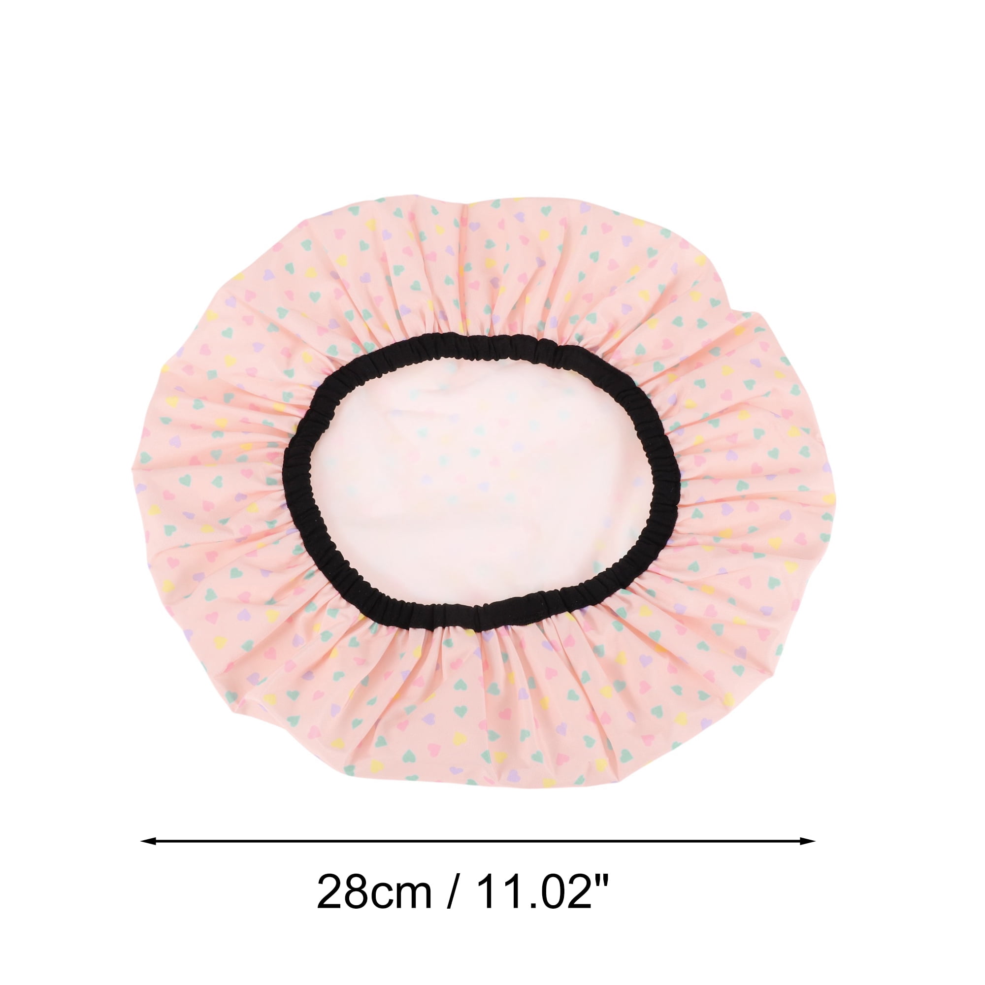 Unique Bargains Women's Heart Bath Cap Pink 1 Pc
