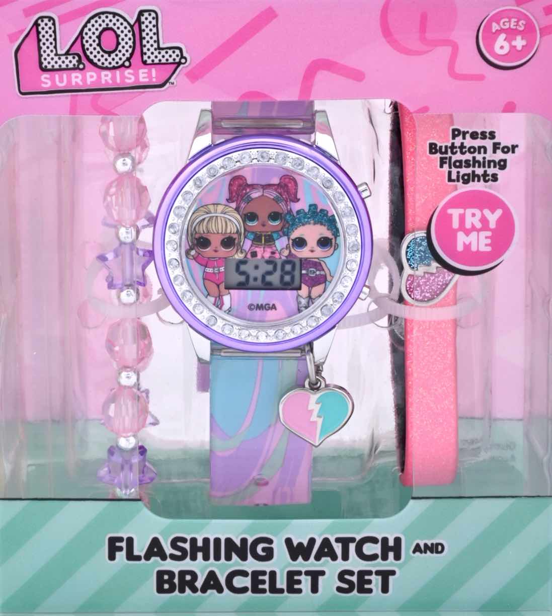 MGM Entertainment LOL Surprise! Girl's Flashing LCD Ombre Silicone Watch & Matching Bracelets 3 Piece Set - image 2 of 7