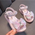 thumbnail image 4 of Juebong Girls Toddlers Sandals Summer Outdoor Sandals Glitter Cute Beach Slippers Sandals Bow Flat for Little Kids/Big Kid, 4 of 5