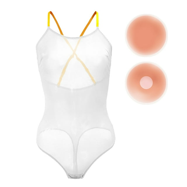 Varsbaby Combinaison en Maille pour Femme, Lingerie Teddy, Combinaison en Maille Transparente avec Couvre-Tétons