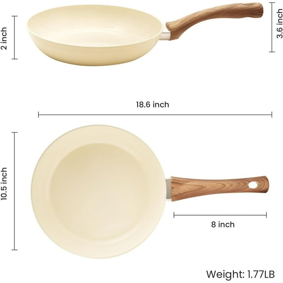 10 Inch Non Toxic Ceramic Frying Pan Nonstick Skillet for Induction, Electric & Gas Stoves