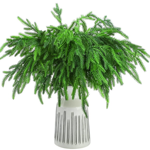 TETOU 12pcs Christmas Norfolk Pine Branches Artificial Norfolk Pine Stem DIY Wreaths Home Decor