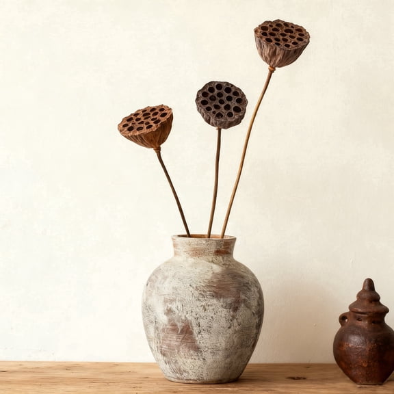 Hand-Thrown Wabi Sabi Vase, 6 Inch Small Clay Vase for Dried Flowers - Unique Textured Ceramic Pottery, Minimalist Home Decor