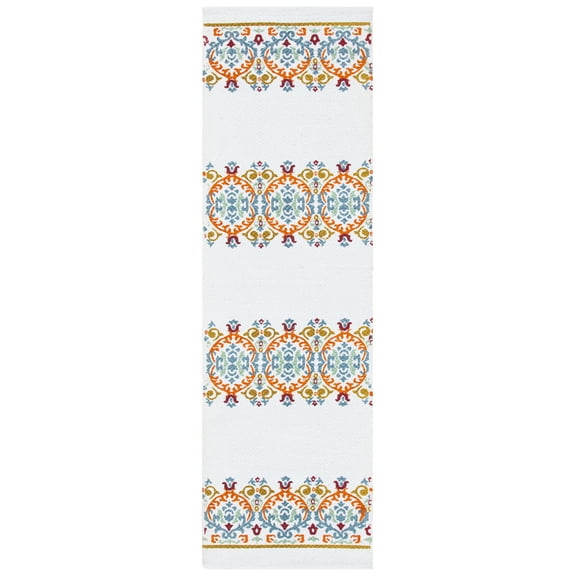 SAFAVIEH Cedar Brook Osmond Geometric Runner Rug, Ivory/Orange, 2'3" x 8'
