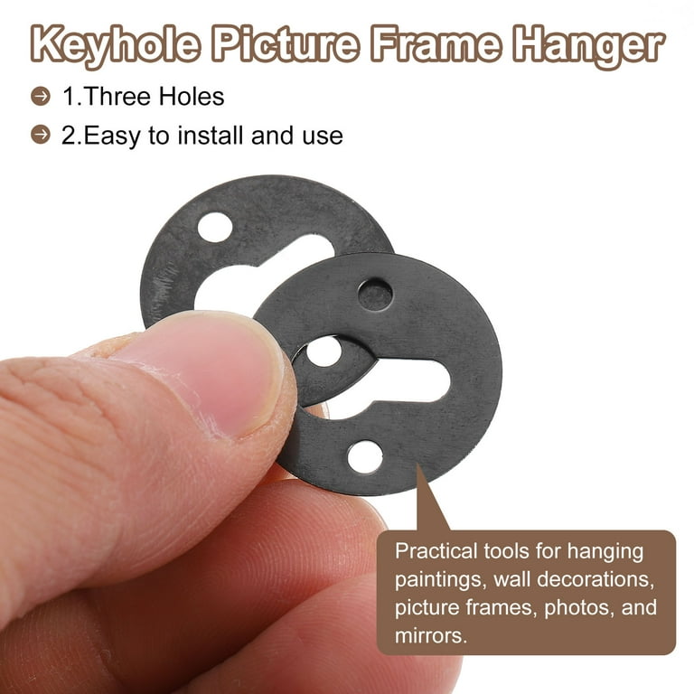 IMIKEYA 8-Pack Stainless Steel Round Keyhole Picture Frame Hangers – Heavy Duty Wall Mount Brackets For Mirrors & Art