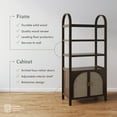 thumbnail image 4 of Nathan James Paxton Boho Bookshelf Cabinet with Solid Wood Frame Rattan Bookshelf with Cabinet Base, Arched Bookcase Cabinet for Living Room or Home Office, Dark Acacia, 4 of 11