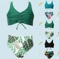 thumbnail image 2 of YUEHUA Girl's 2 Piece Bikini Sets Floral Swimsuits High Waisted Bathing Suits, 11-12 Years, 2 of 4