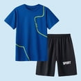 thumbnail image 2 of Ccpelsie Boys' Clothes Summer Outfit T-Shirt + Shorts 2 Piece Set Casual Summer Clothes for Kids(A01-Blue,11-12), 2 of 4