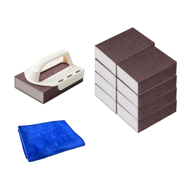 Decontamination Cleaning Brush Cleaning Sponge Sponge With Handle Carbide Cleaning Brush Rust Eraser Sponge For BBQ