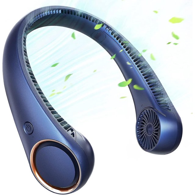 Ventilador de cuello sin aspas, ventilador personal recargable por USB de 4000 mah, 3 velocidades, ventilador envolvente 360, enfriamiento más rápido, diseño silencioso