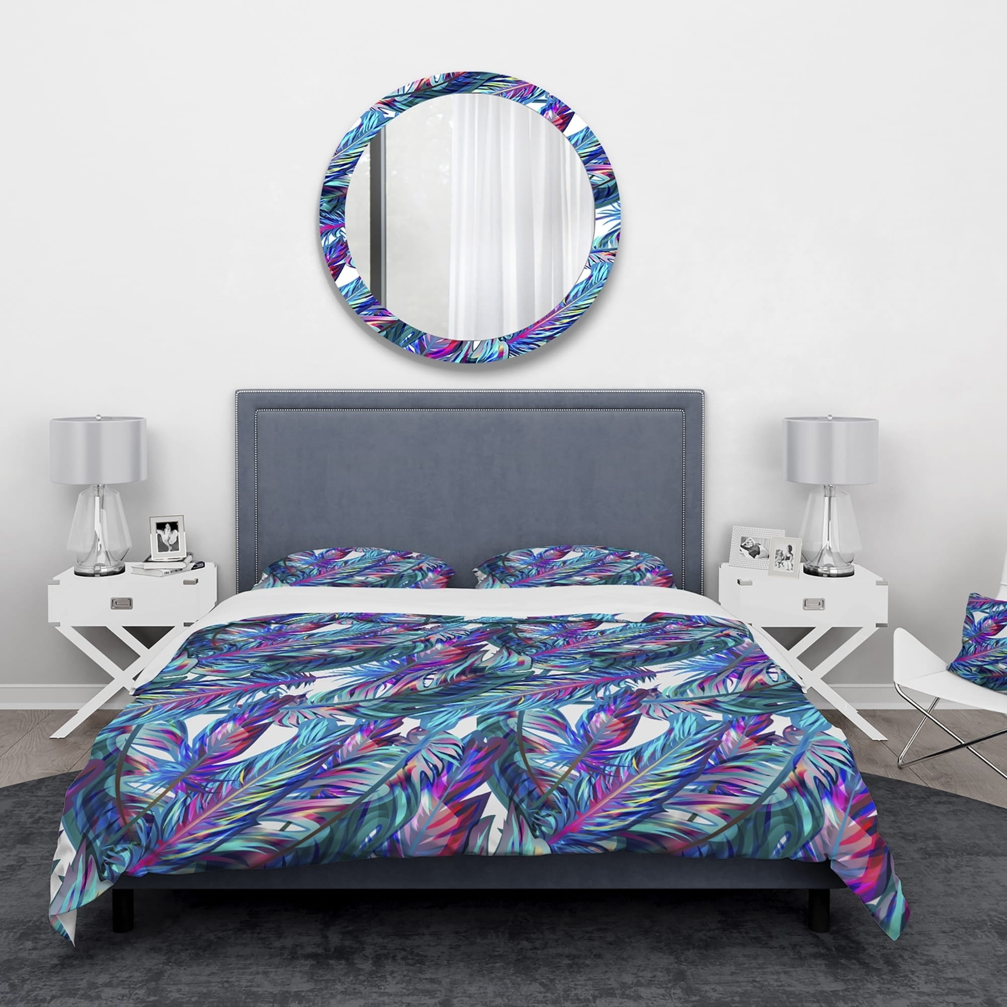 DESIGN ART Designart 'Blue Tropical Leaves' Tropical Bedding Set ...