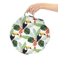 thumbnail image 2 of Tropical Round Floor Cushion with Handle, Colorful Hawaiian Illustration of Toucan Birds Heliconia and Plumeria Flowers, Decorative Pillow for Living Room & Dorms, 18" Round, Multicolor, by Ambesonne, 2 of 4