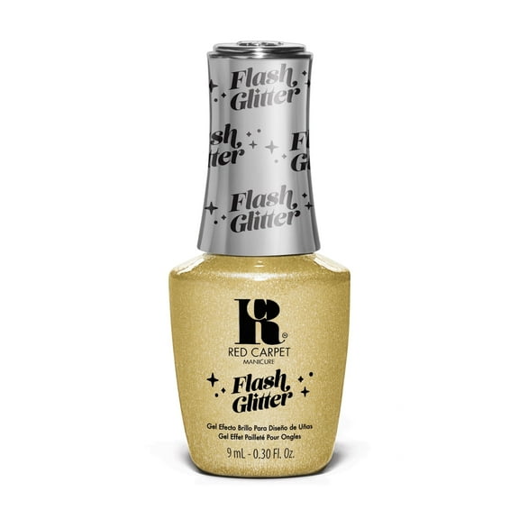 Red Carpet Manicure Fortify & Protect Gold Glitter Gel Polish for Strong, Healthy Nails - Infused with Vitamin A & Biotin - (Twinkle Like A Star) Led Nail Gel Color, 0.3 Fl Oz