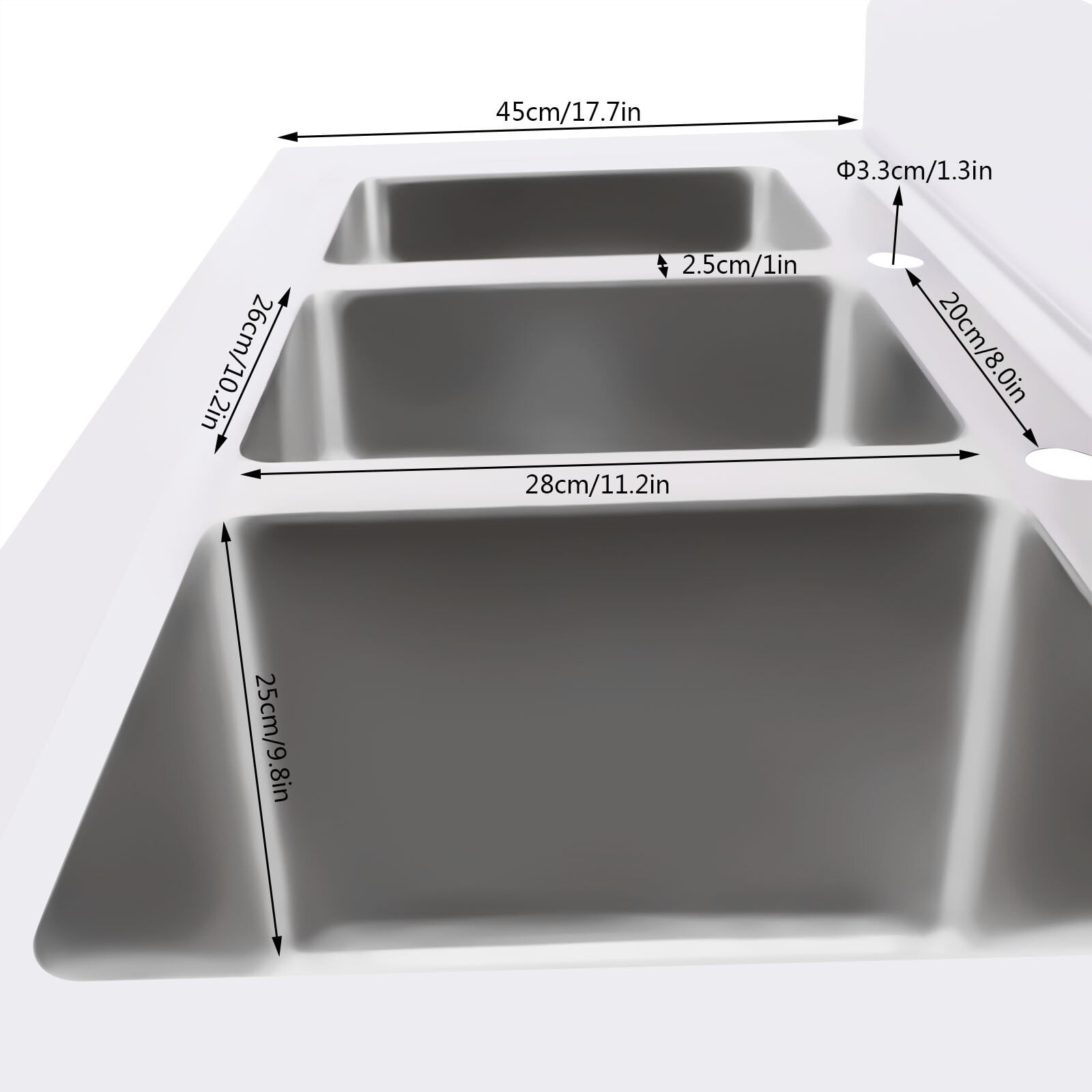 3 Compartment Commercial Kitchen Sink, 39 * 18 * 35.8in Stainless Steel Freestanding Utility Sink with 2 Hot & Cold Faucet Kitchen Prep & UtilitySink for Restaurant Bar Home Laundry Room Garage