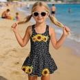 thumbnail image 3 of Tutolipy Sunflower Pattern Girls One Piece Swimsuit with Skirt, Built in Shorts Girls Swimsuit, Easy Care for Swimming, Size 6-7 Years, 3 of 8
