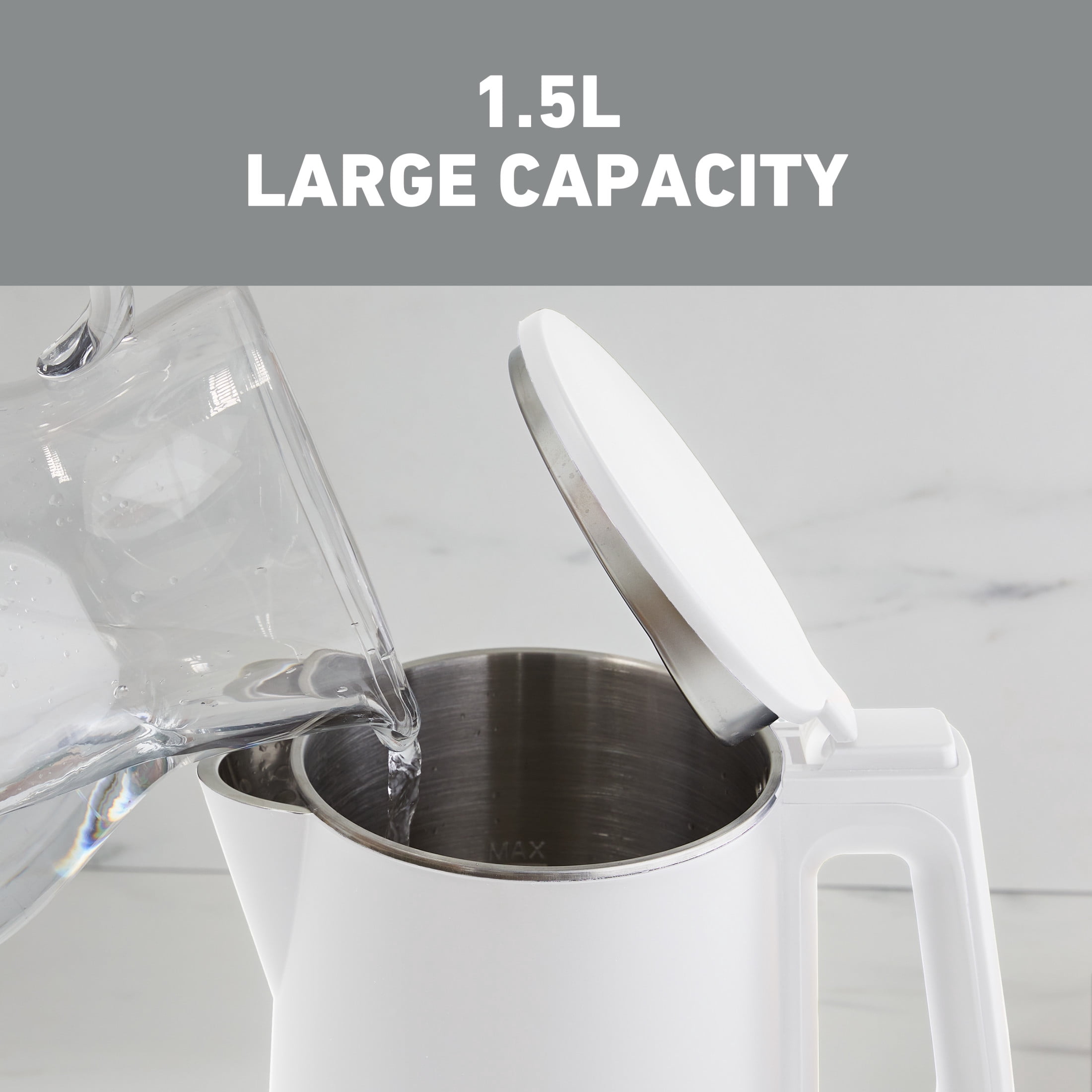 West Bend Timeless Electric Kettle, 1.5 Liter Capacity, in White/Gold (KTWB2LWG13)