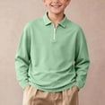 thumbnail image 2 of Boys and Girls 1/4 Zip Long Sleeve Polos Shirt Solid Color Pullover for School & Casual Wear (Sizes 3-15), 2 of 8