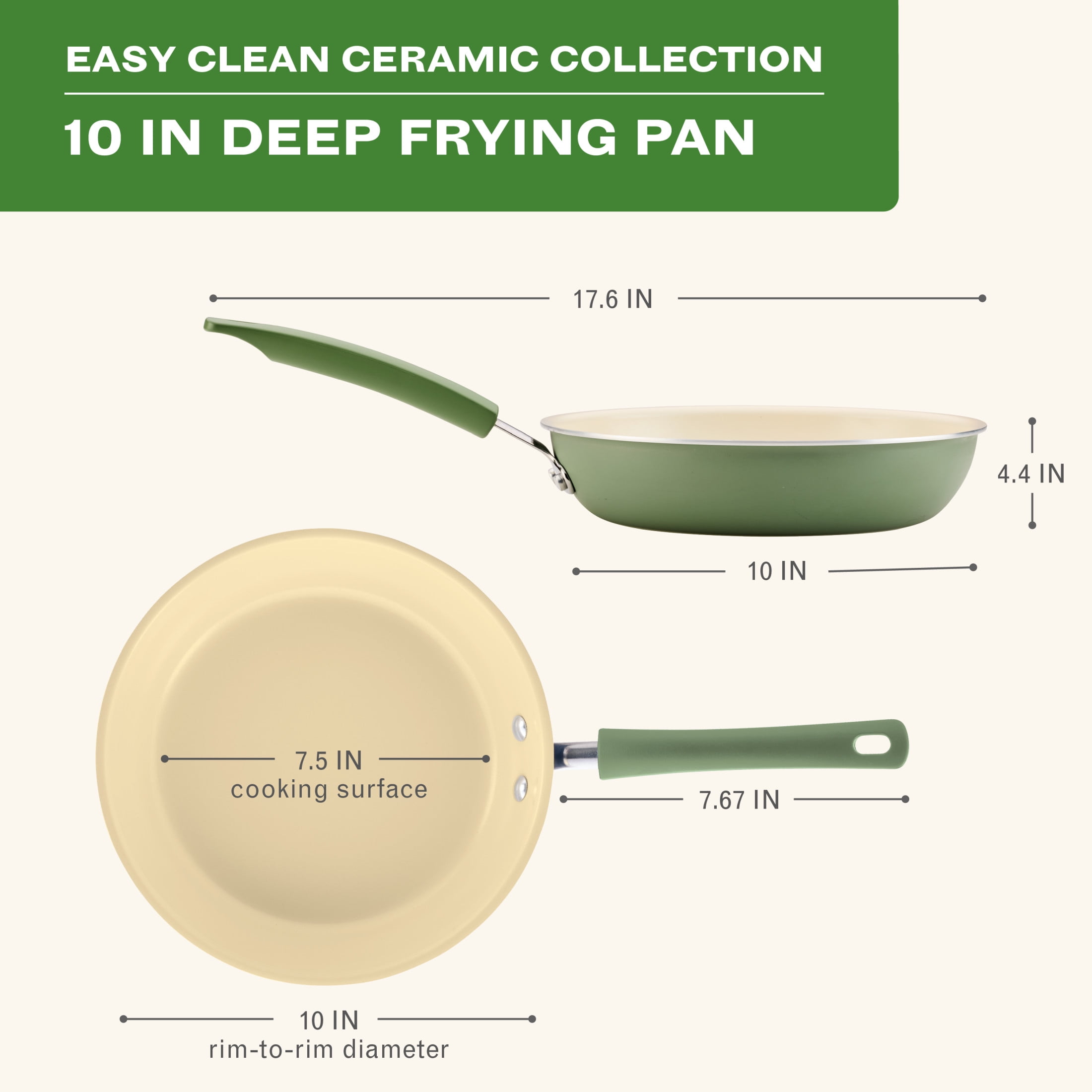 Farberware Easy Clean 10 Inch Ceramic Nonstick Frying Pan / Skillet, Dishwasher Safe, Green