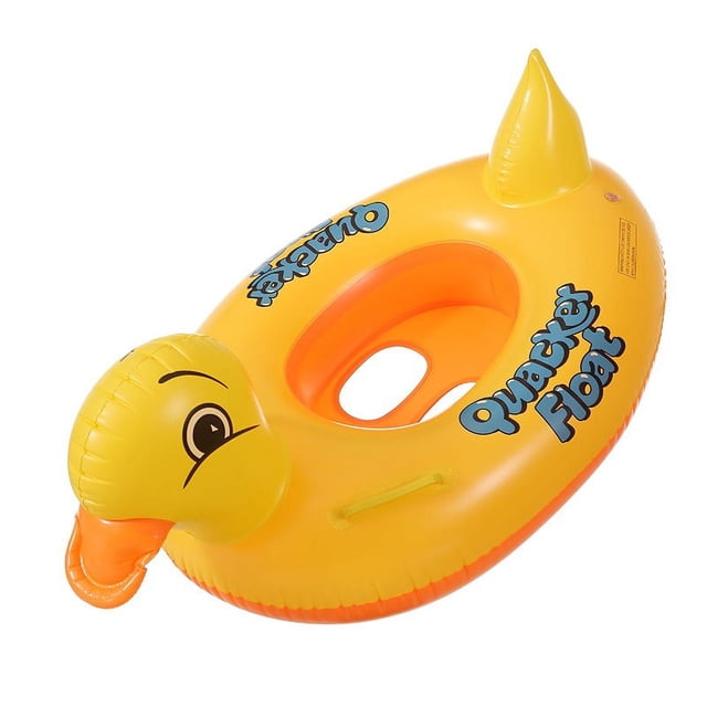 Barco de natación inflable estilo pato naranja amarillo con patrón de letras para niños, 1 unidad, piscina para bebé el verano