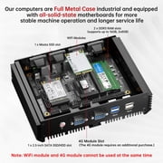 Kinupute Industrial Mini PC, Fanless Desktop Computer Core i7-5500U 2.4-3.0GHz, Windows 10 Pro, 8G RAM, 128G SSD, 2xNICs, 6xCOM RS232, 4xUSB 3.0, HDMI/VGA Ports, Auto Power On, Full Metal Case