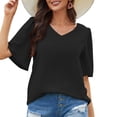 thumbnail image 6 of Lovzfmll Womens Summer Tops! Women T-Shirt Summer Casual Short Sleeve Loose Tee Tops Black L, 6 of 9